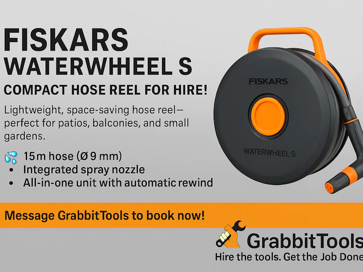 Fiskars waterwheel s – compact hose reel for hire!