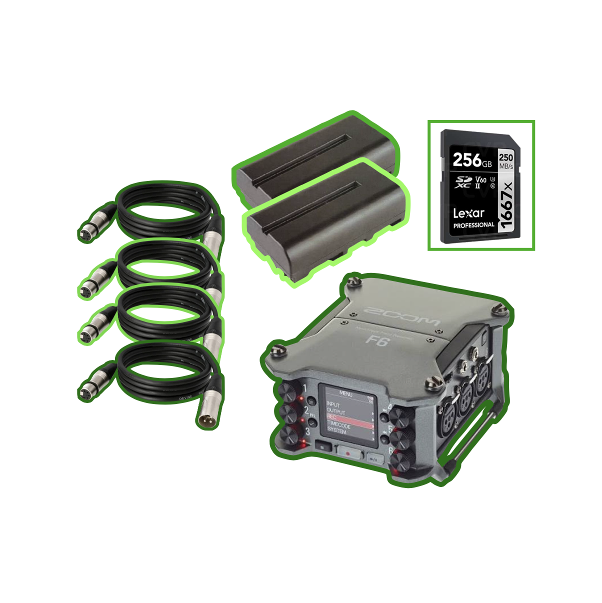Zoom f6 field recorder multitrack + 4x 10m xlr