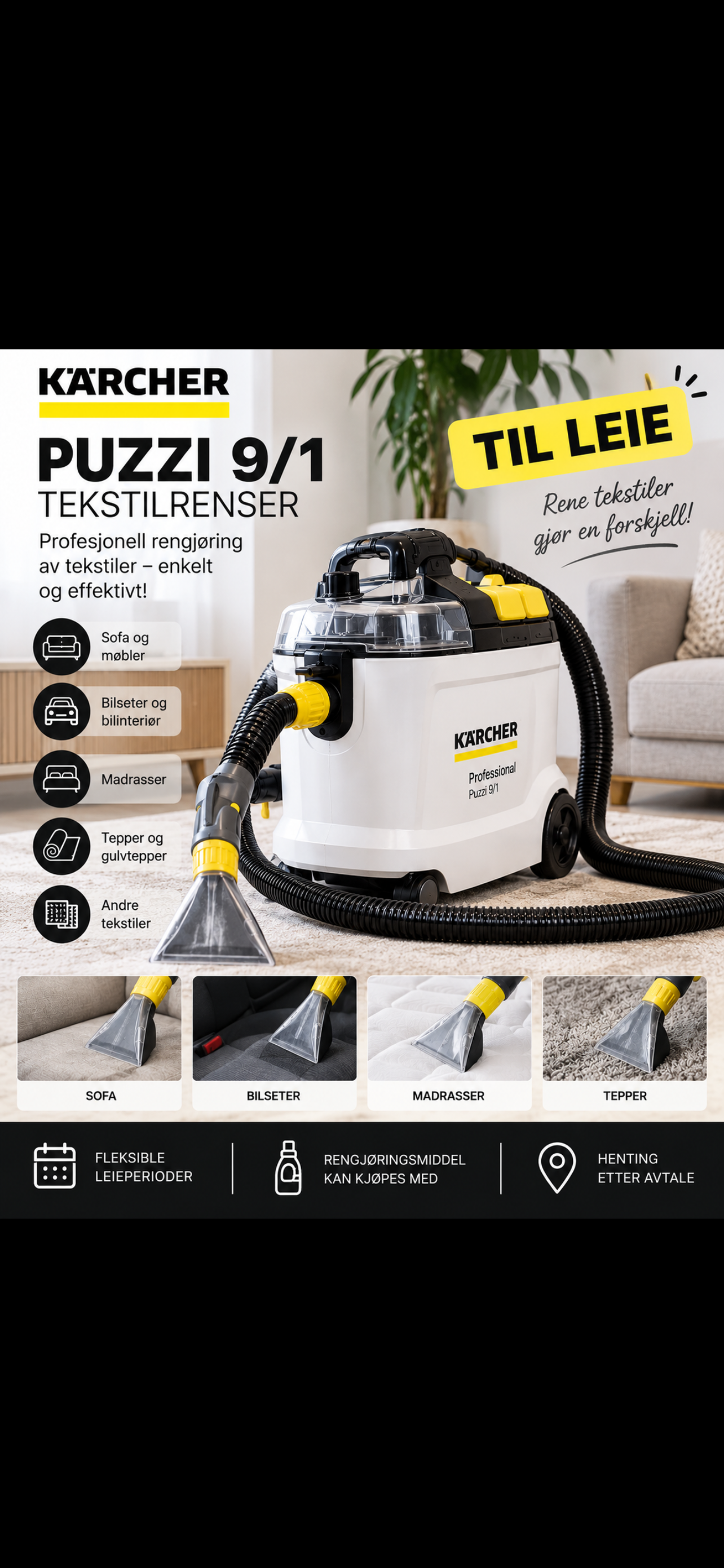 Kärcher se 5 – profesjonell tekstilrenser til leie 🧼