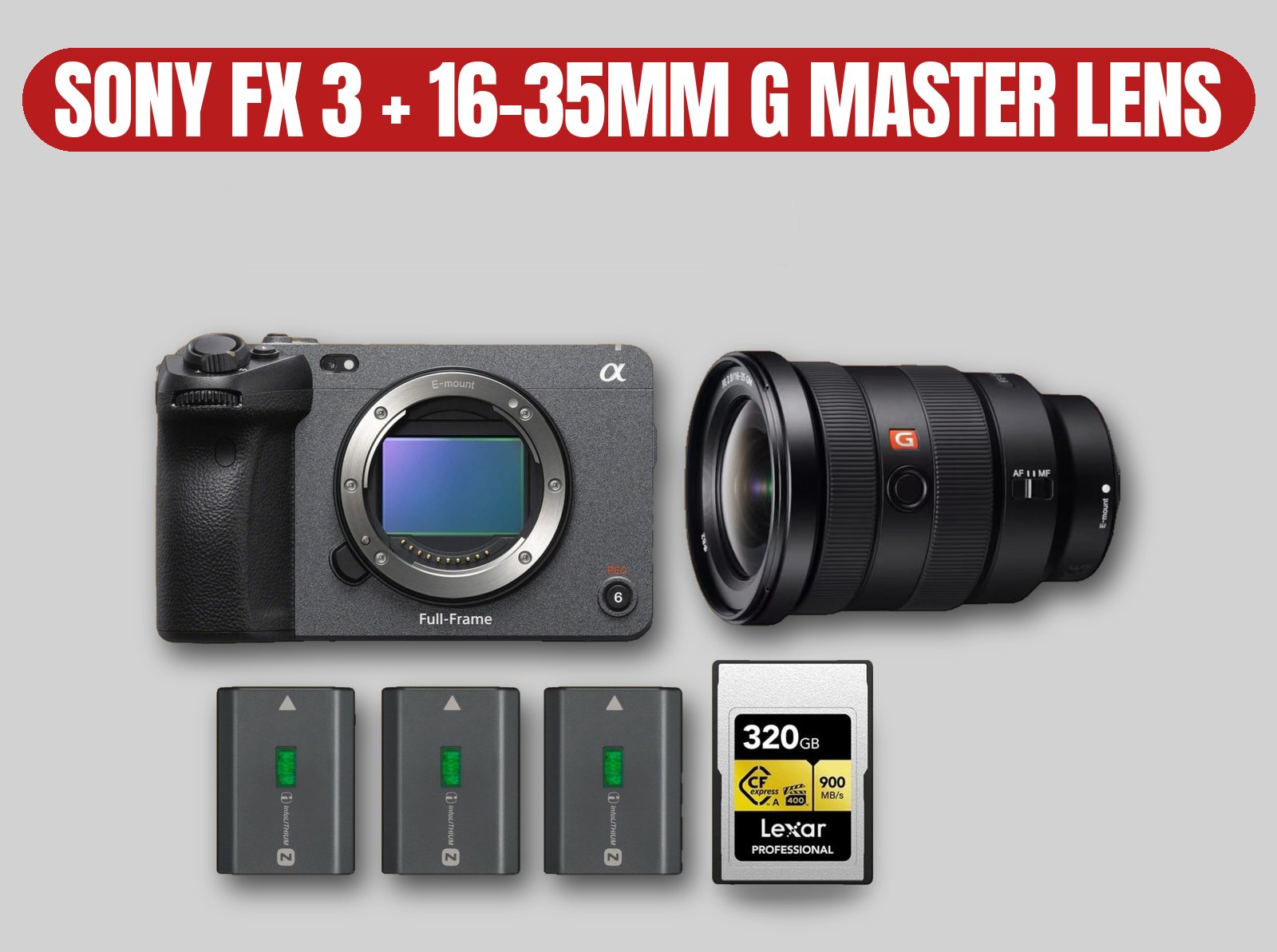 Sony fx3 cinema camera kit | full-frame 4k mirrorless | 16-35mm gm f2.8 /