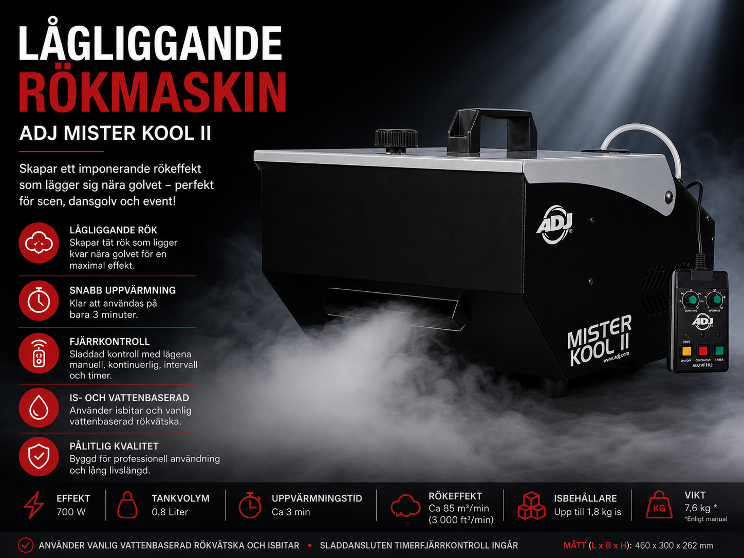 Lågliggande rökmaskin - adj mister kool
