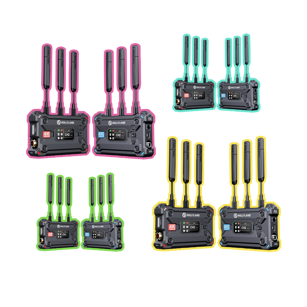 4x hollyland pyro s wireless hdmi sdi transmitter tx and receiver rx,