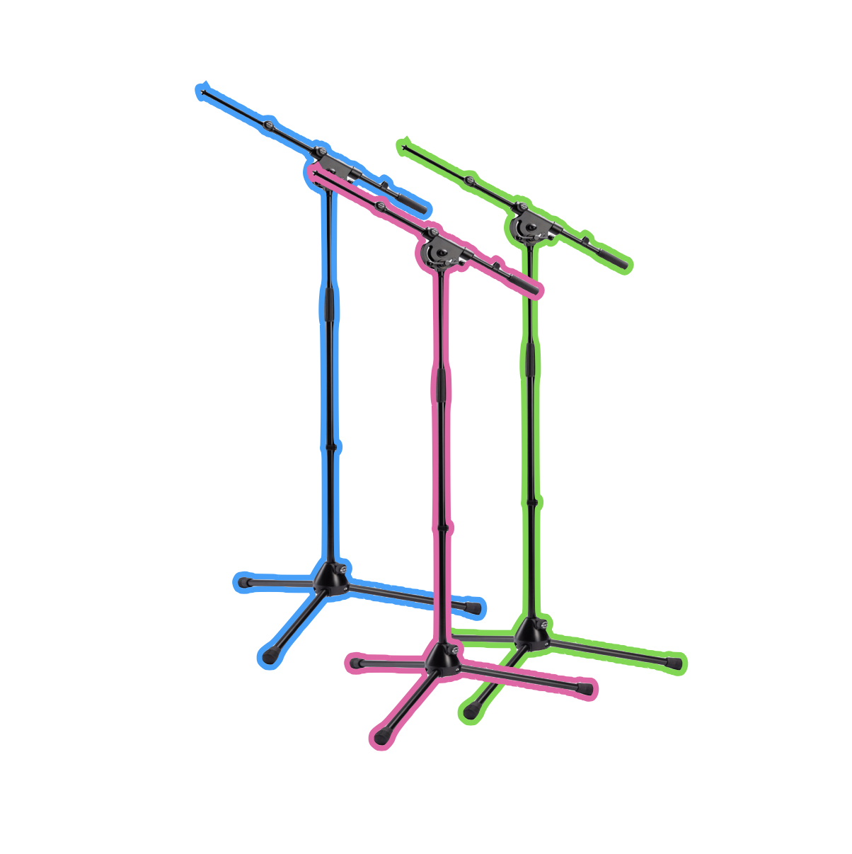 3x microphone stand with boom for mic (k&m 21010)