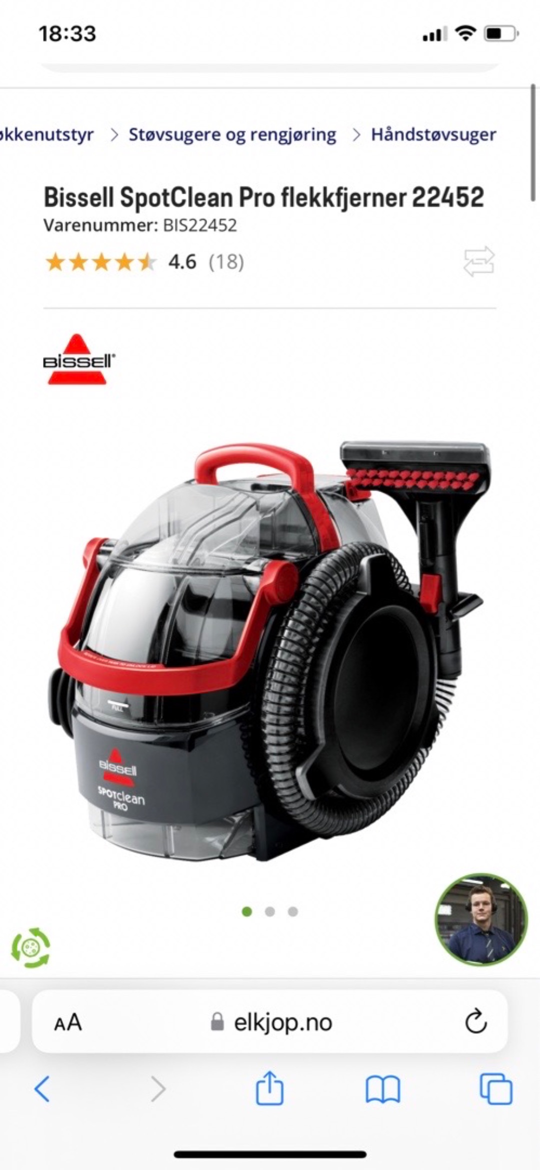 Bissell spotcleaner pro flekkfjerner