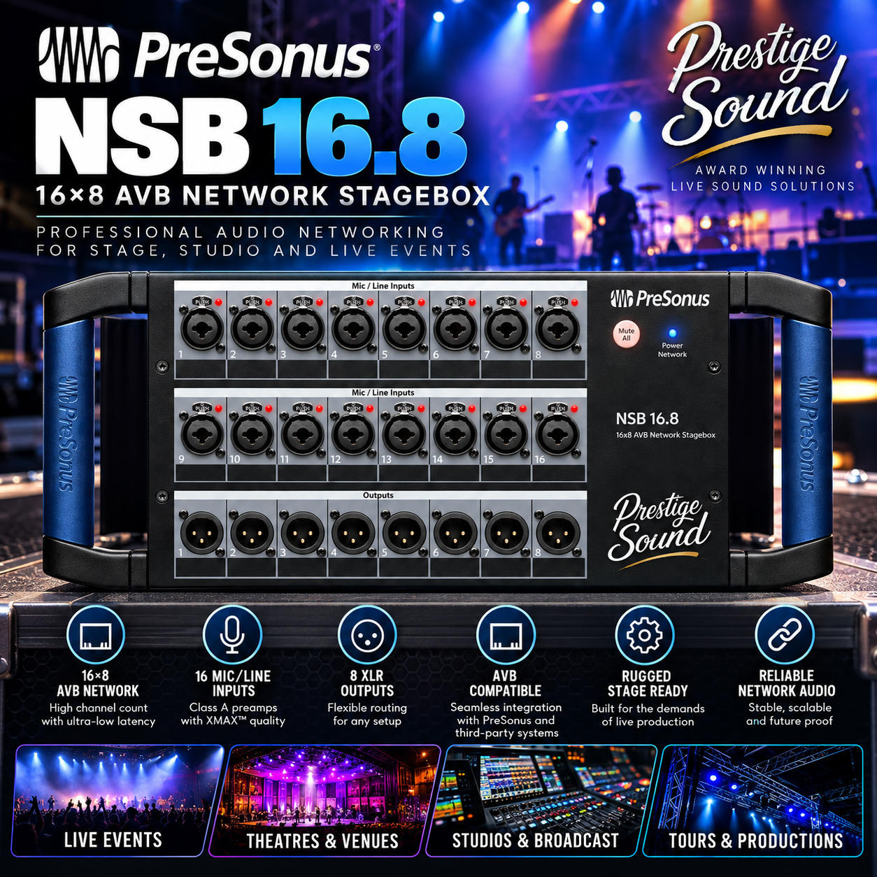 Presonus 16.8 avb stagebox