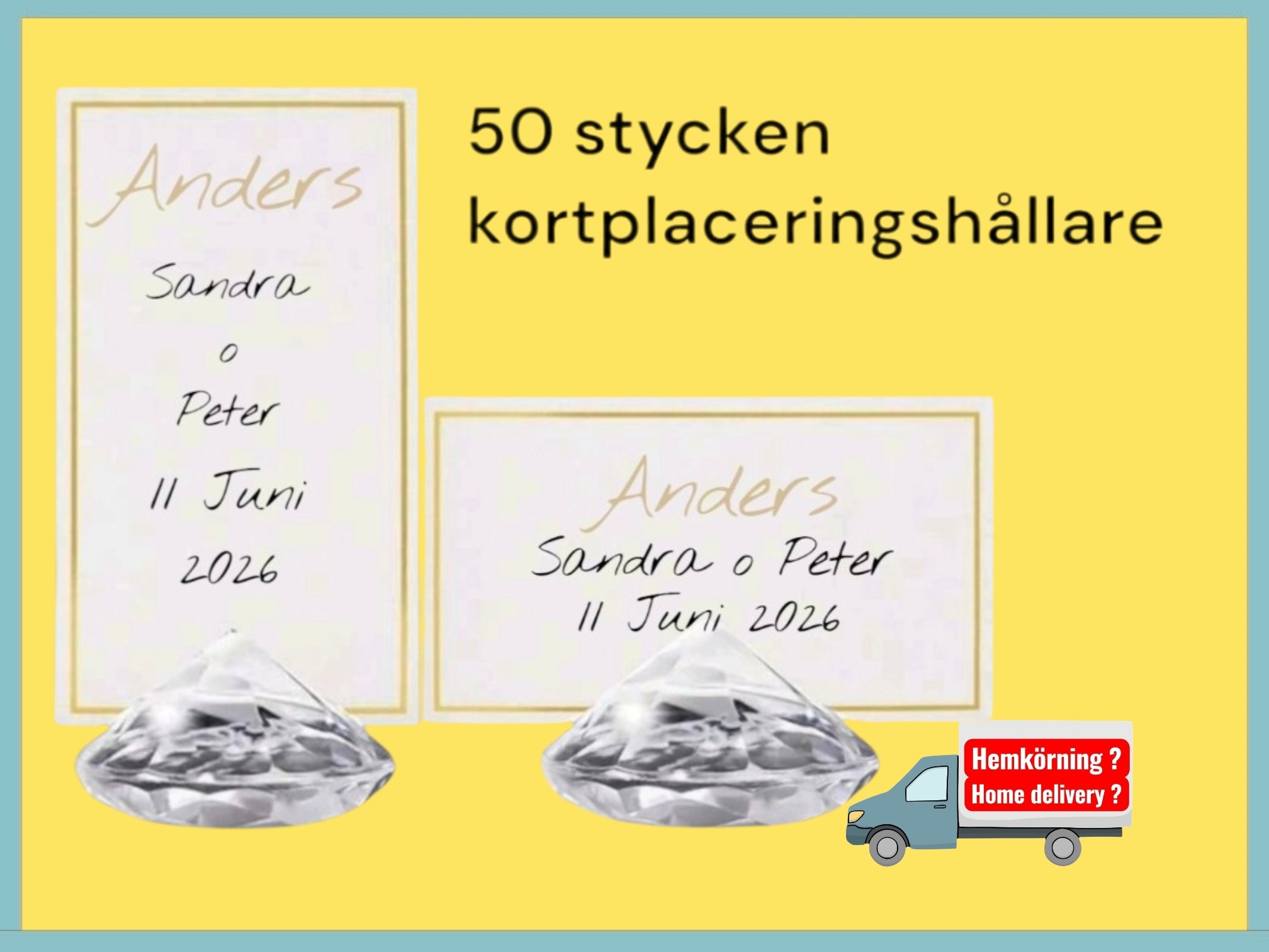 Bordsplacering 50 st diamantformade ställ