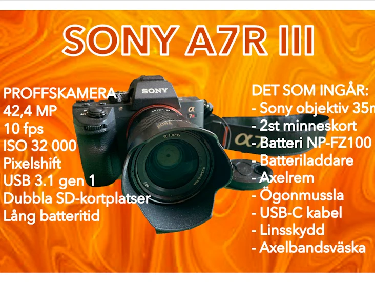 Proffskamera sony a7riii + tillbehör