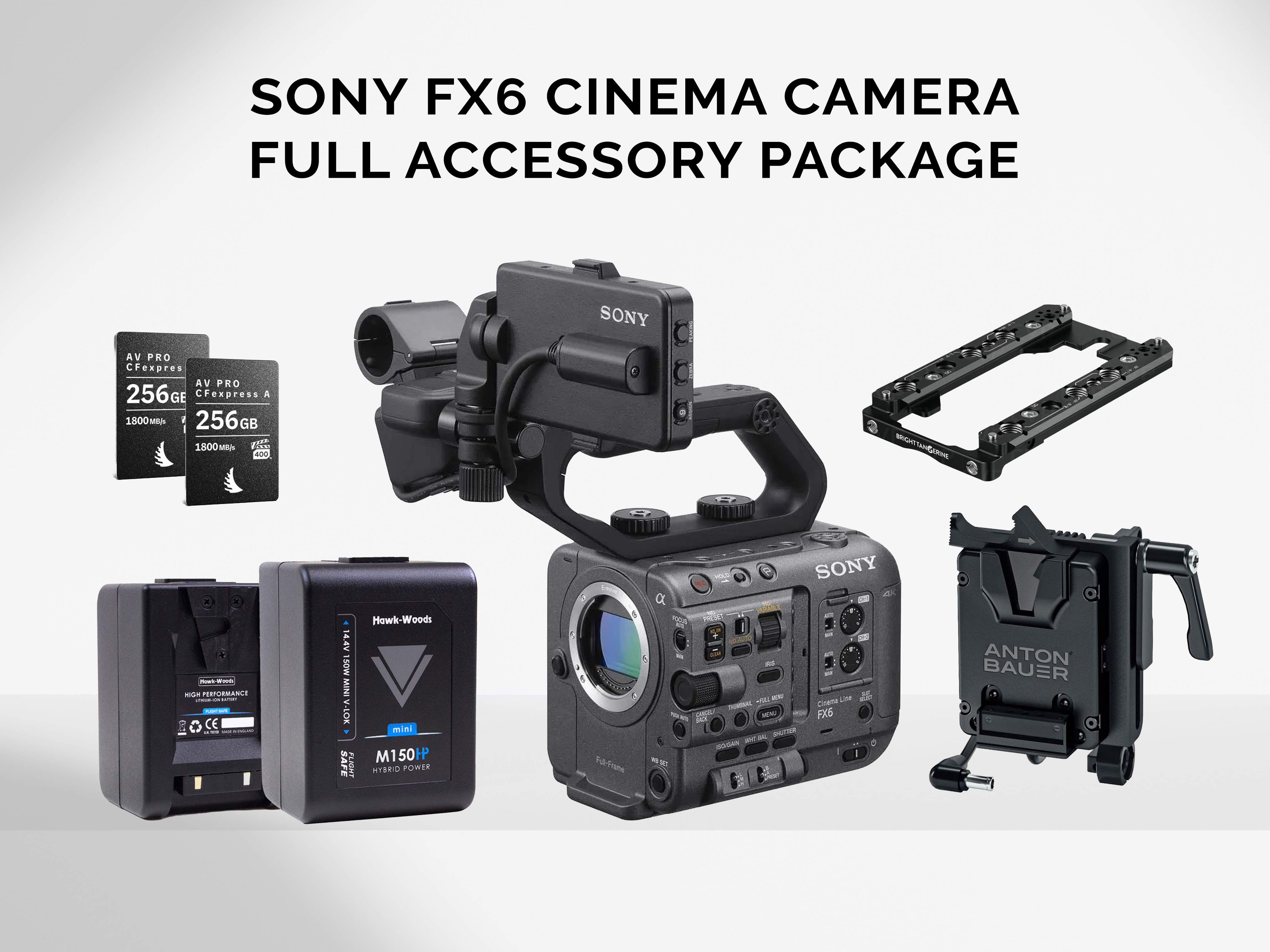 Sony fx6 cinema camera with v-mount batteries and accessories