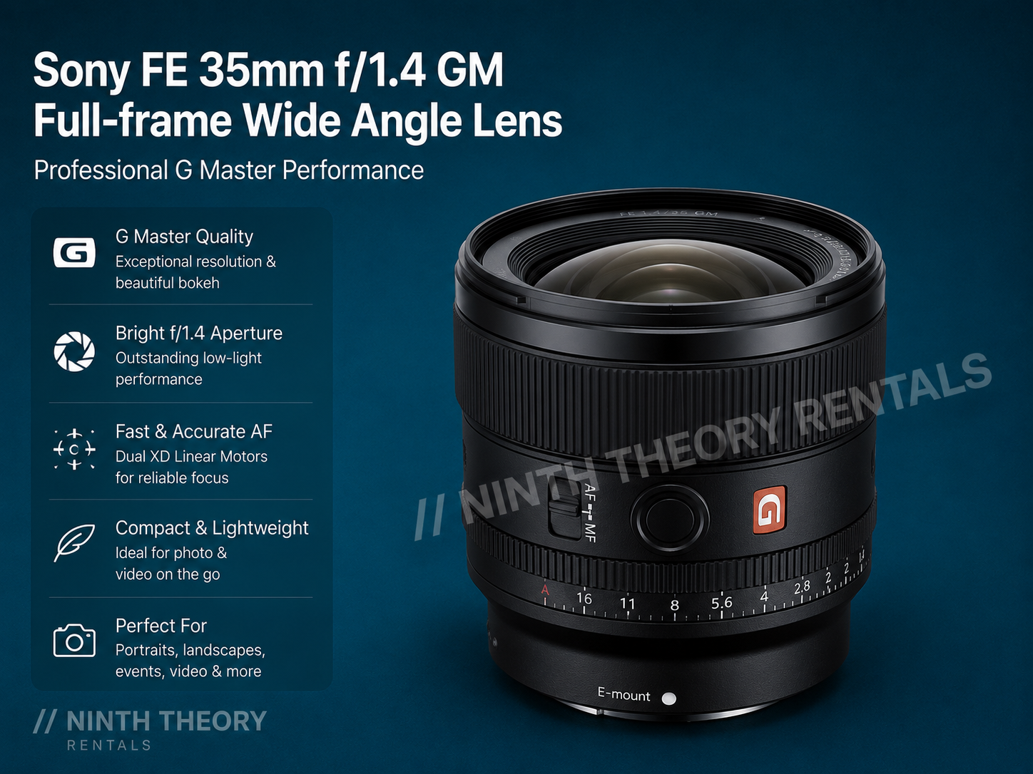 Sony fe 35mm f/1.4 gm full-frame wide angle lens