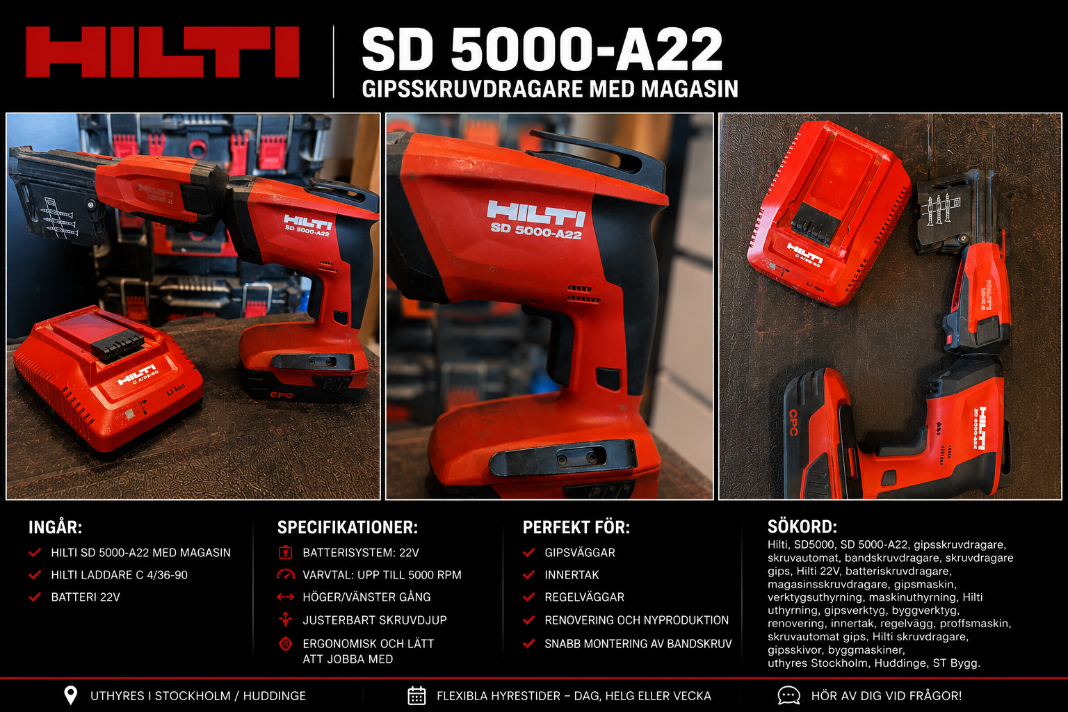 Hilti sd 5000-a22 – gips skruvdragare med magasin 