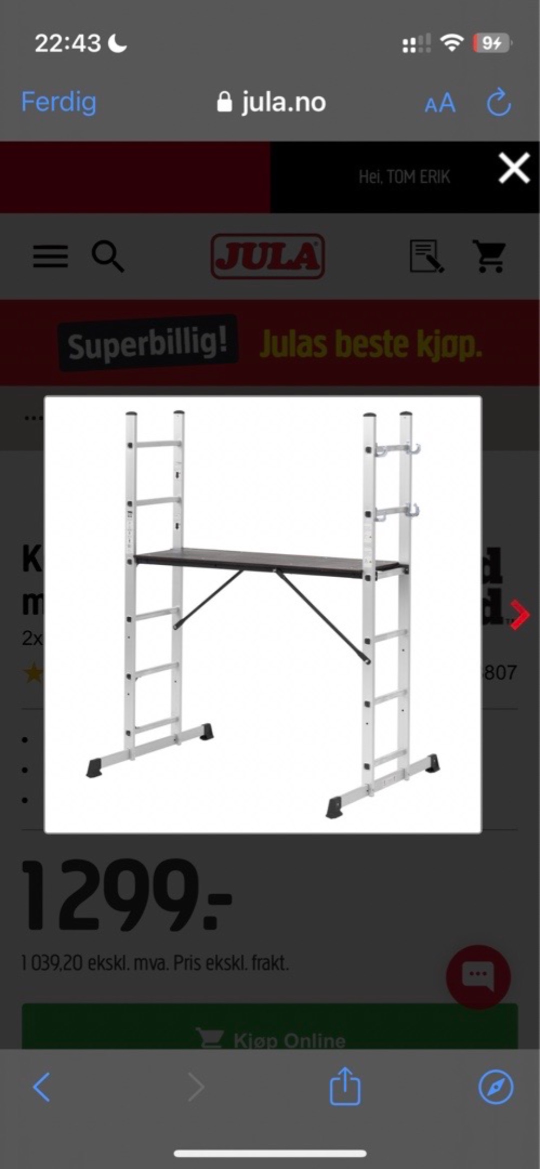  kombinasjonsstige med plattform