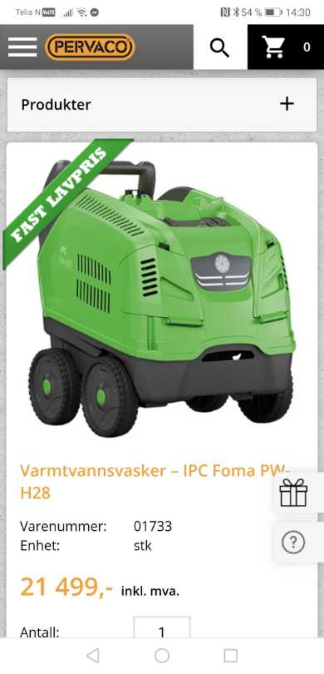 Proff ioc foma varmtvann vasker 