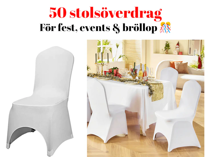 Vita stolsöverdrag i stretch – perfekta för fest, bröllop & event!