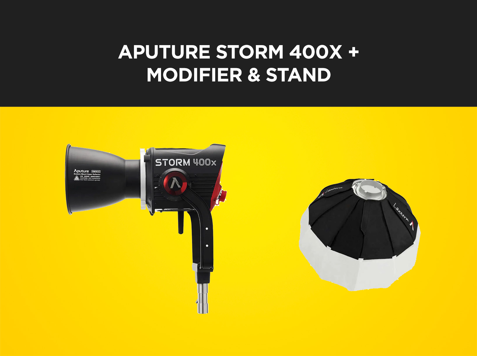 Aputure storm 400x + modifier + stand