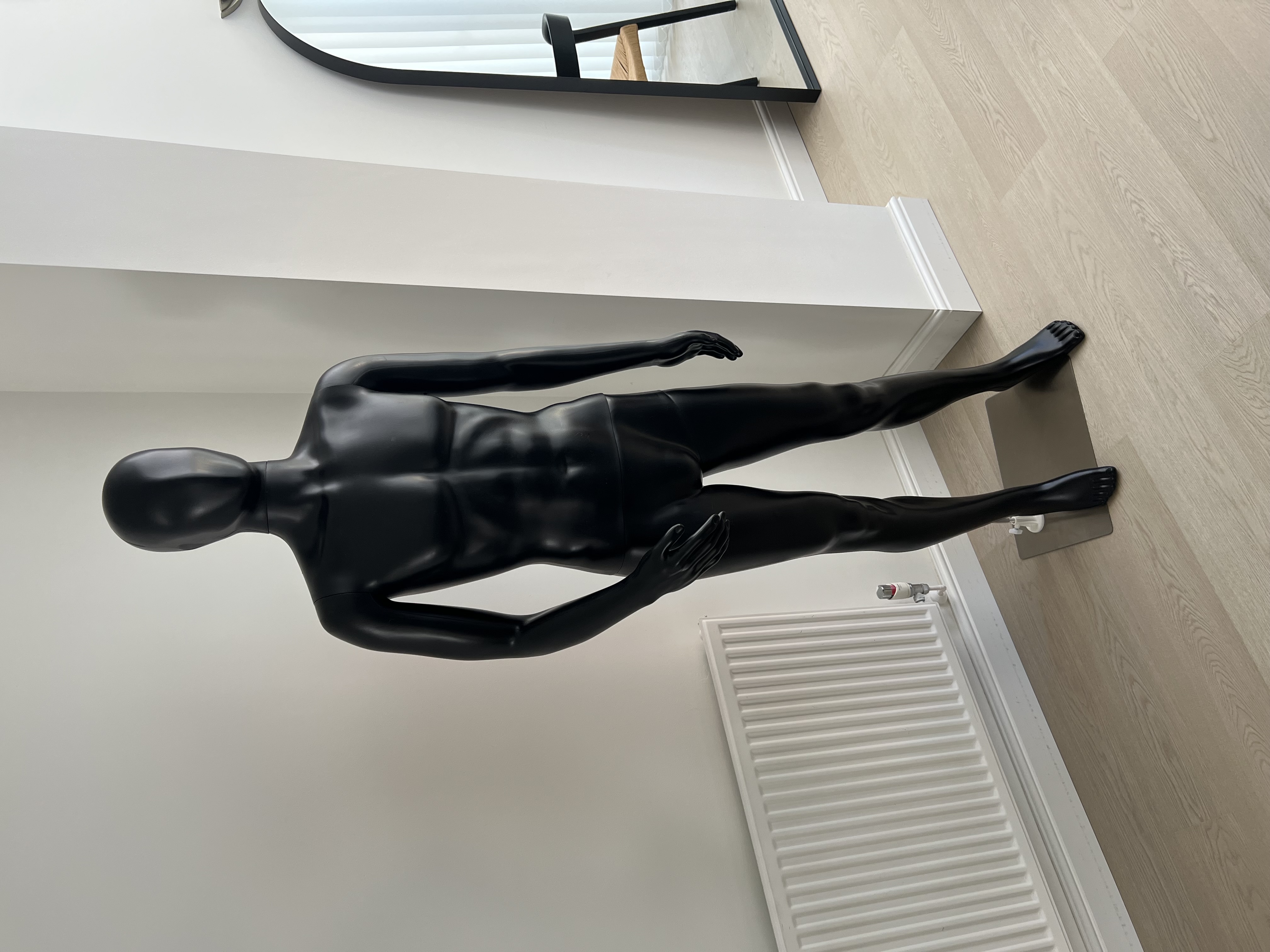 Male full-body detachable display mannequin with metal base