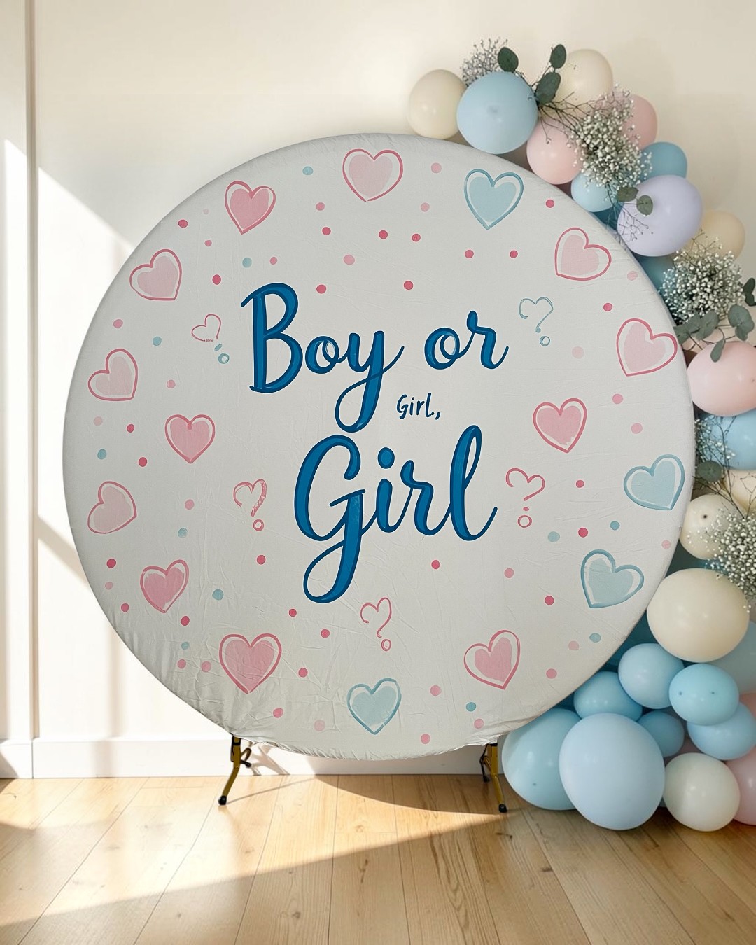 Bakgrundsduk boy or girl, gender reveal, fest, temafester