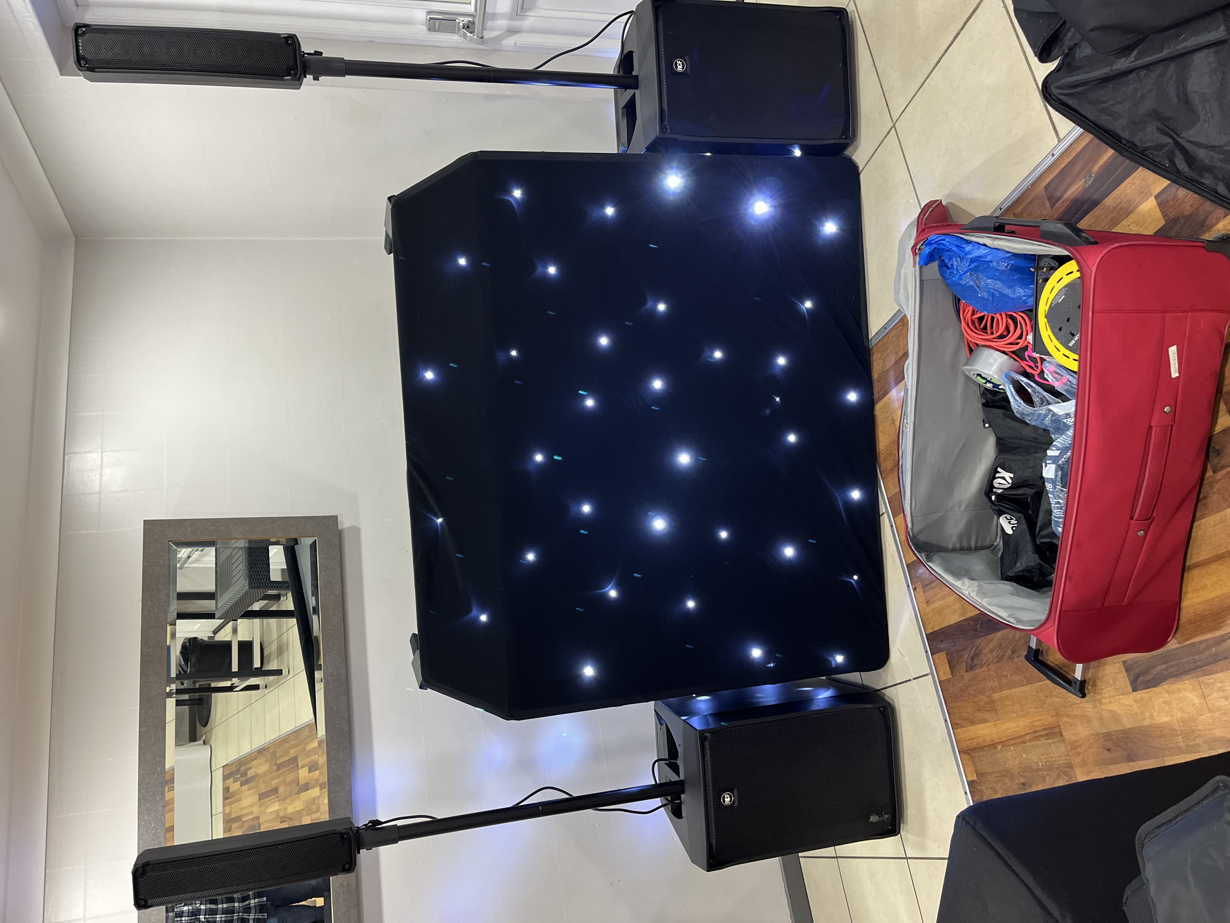 Dj booth and speakers