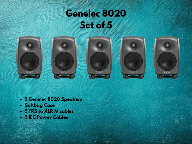 Genelec 8020 set of 5 speakers for surround sound