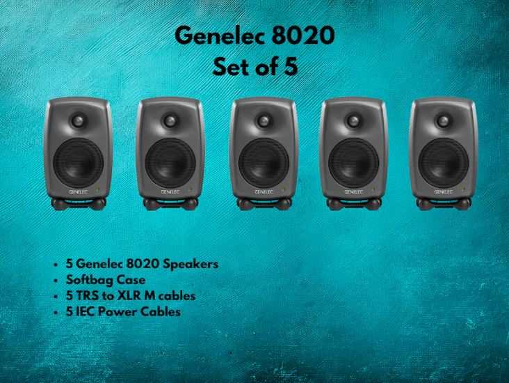 Genelec 8020 set of 5 speakers for surround sound