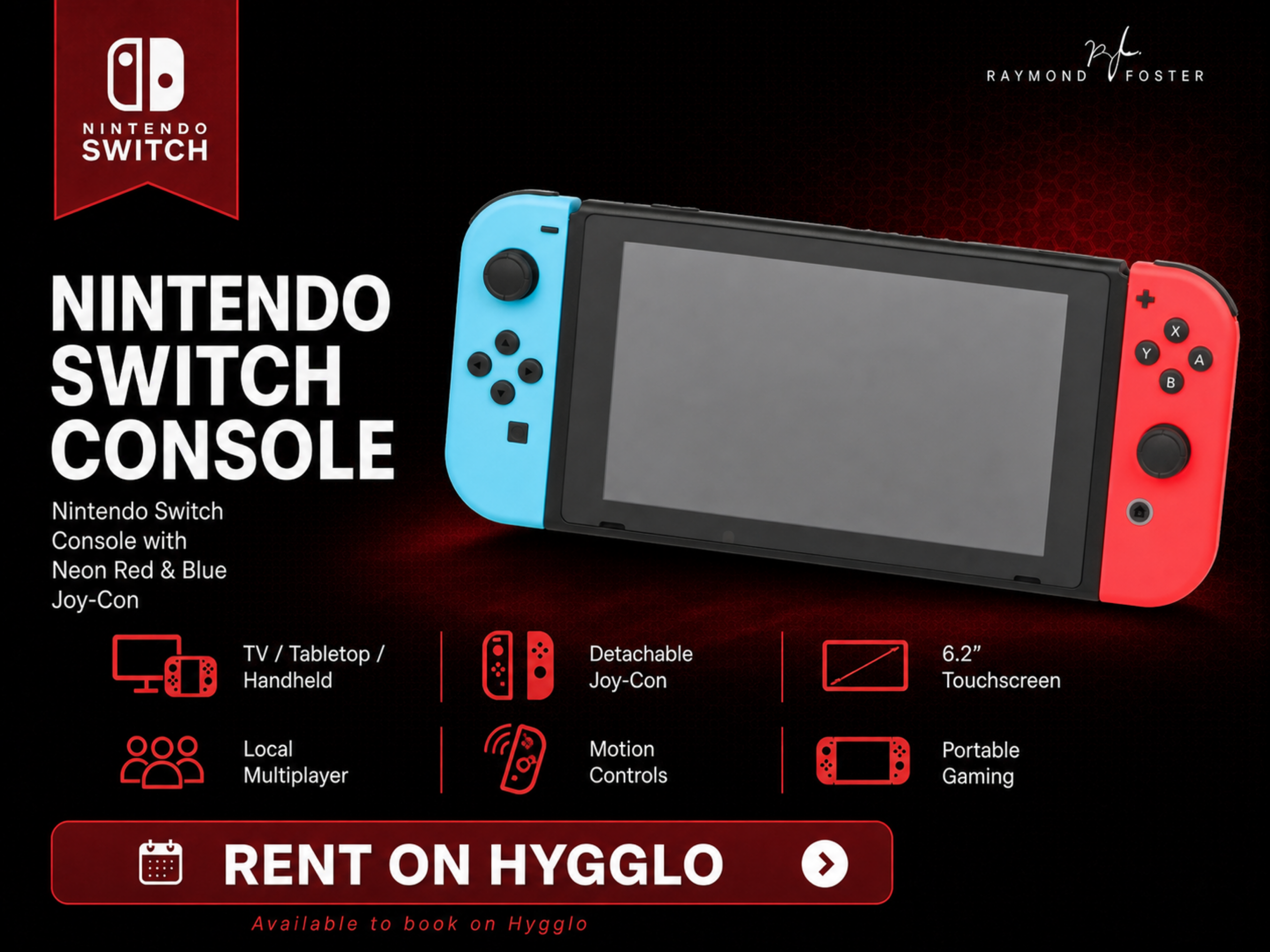 Nintendo switch console bundle – 4 joy-cons, tv dock, charger & games