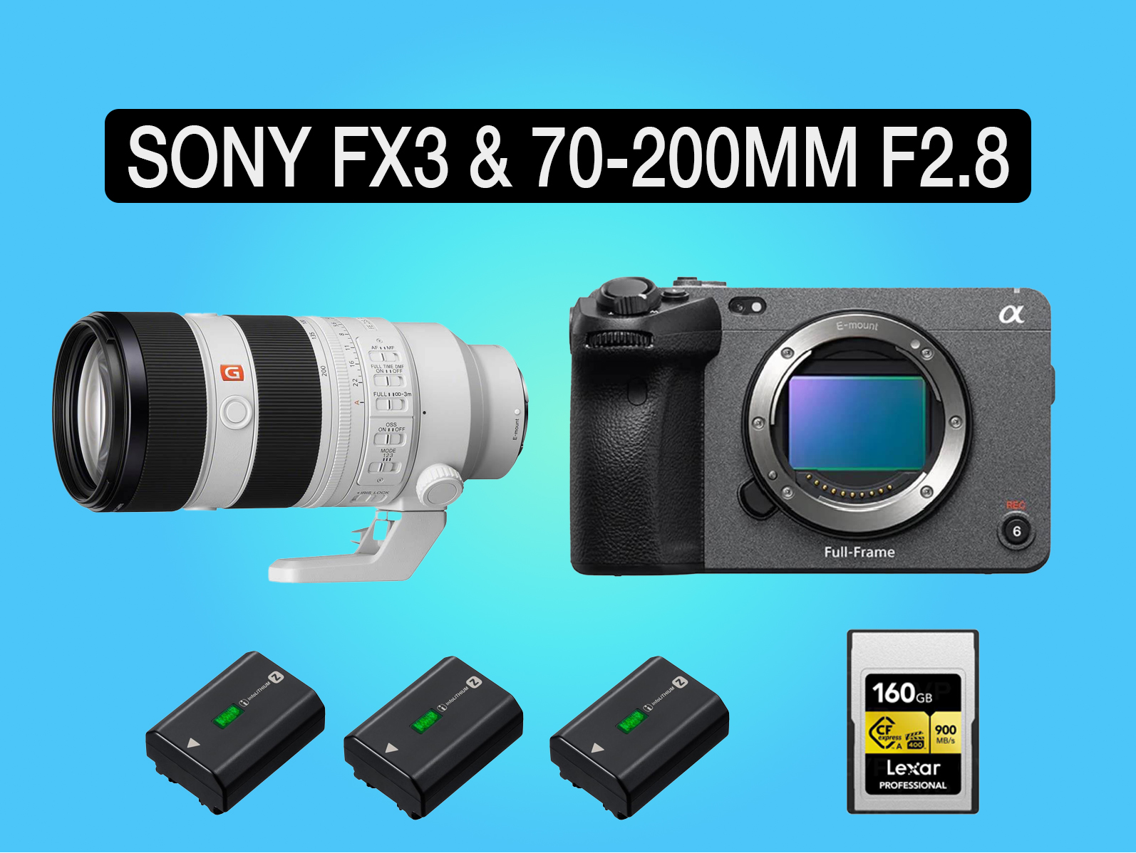 Sony fx 3 fx3 full frame cinema camera 4k + sony 70-200 mm f2.8 g-master tele zoom lens