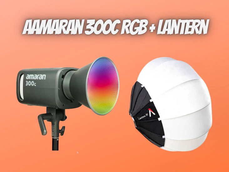 Aputure amaran 300c + lantern softbox rgbww cob led video continuous lighting 300w cct 2500k-7500k bowens mount point-source led 26,580