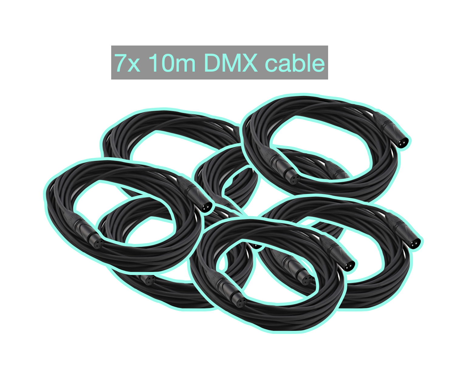 7x 10m dmx cables 