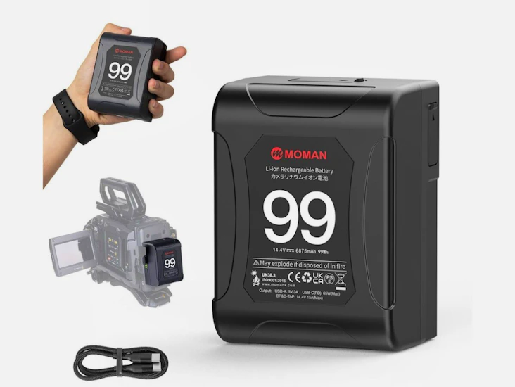 Hyr 2x v-mount batterier – moman mini v-lock 99wh 15a (200w)