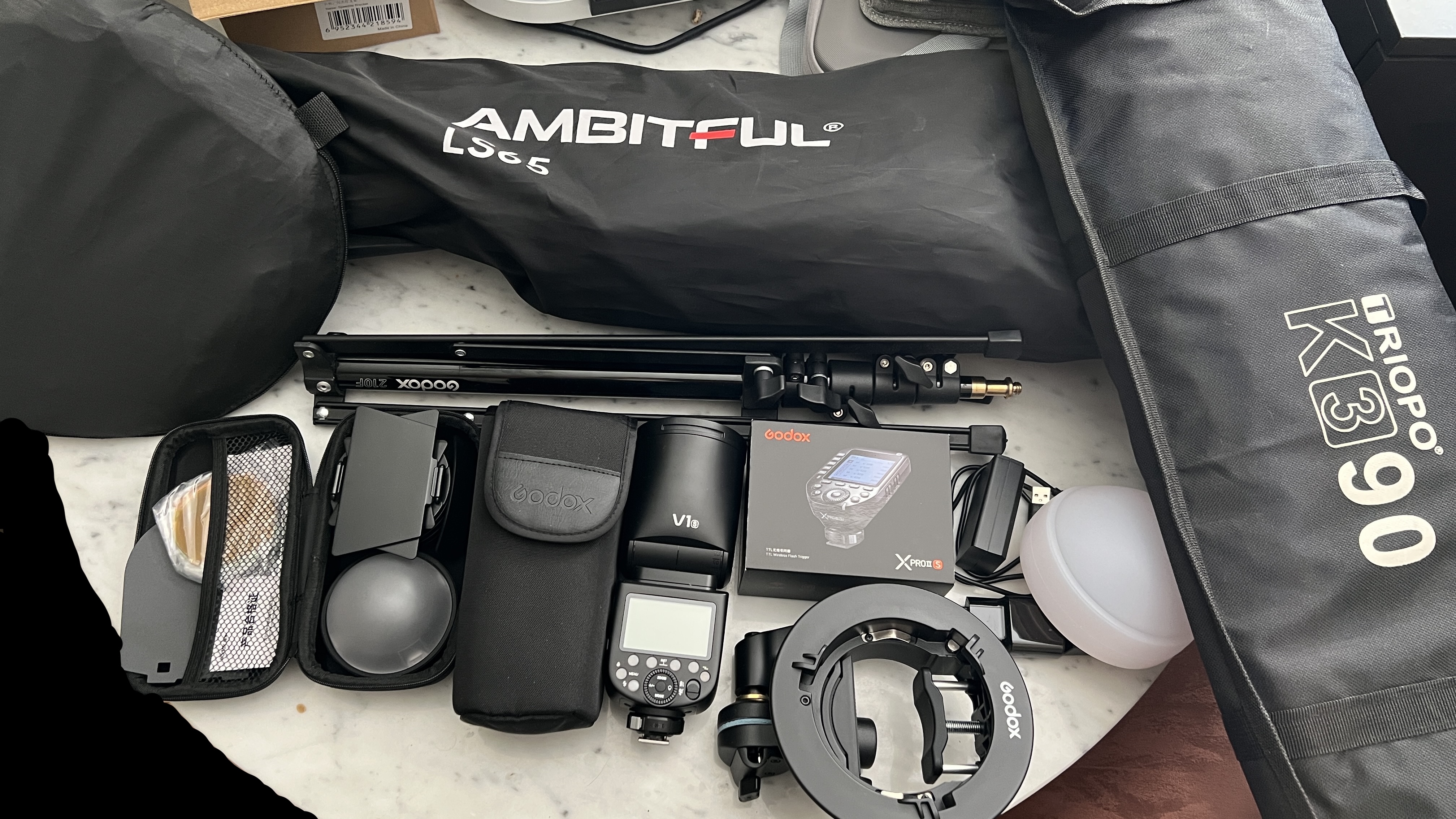 Godox v1-s lysrigg m/ 2 softboxer