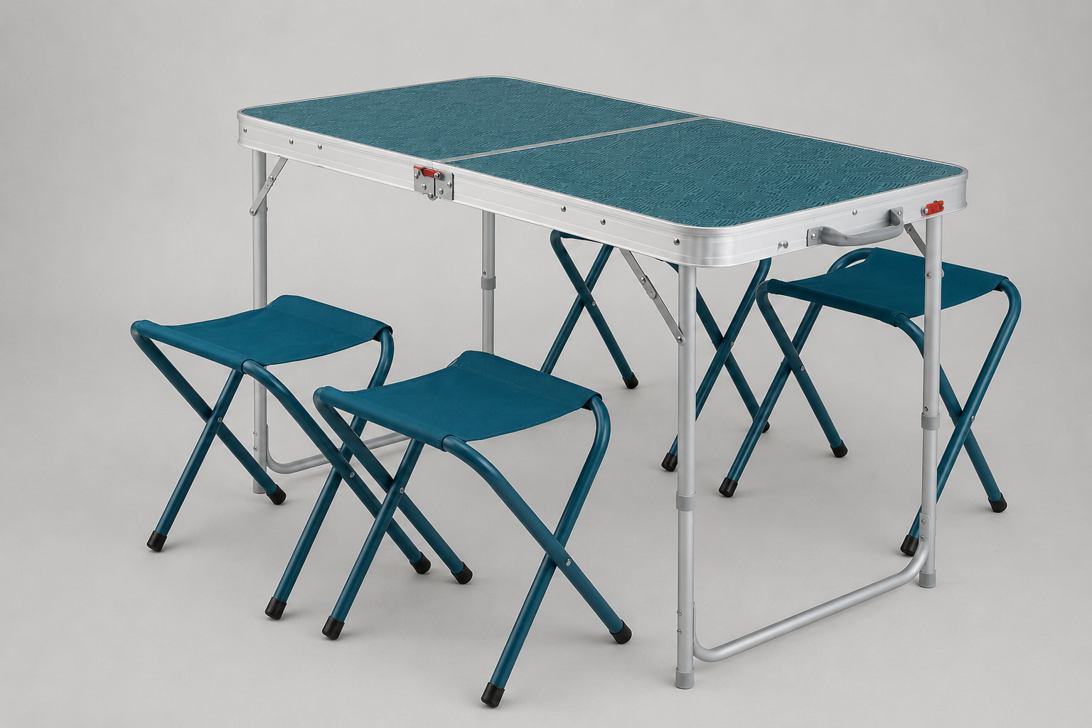 Hopfällbart campingbord med 4 stolar