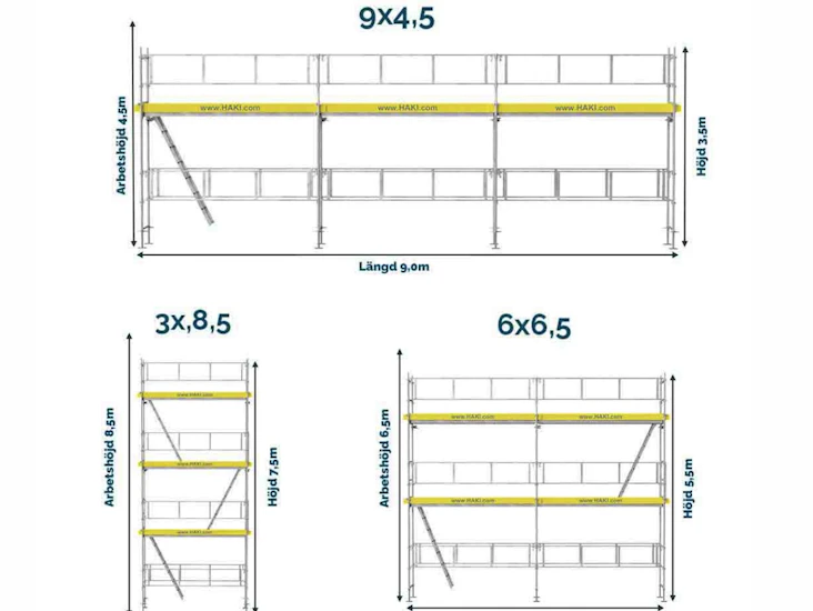 Säker ramställning i aluminium från haki - upp till 8 meter