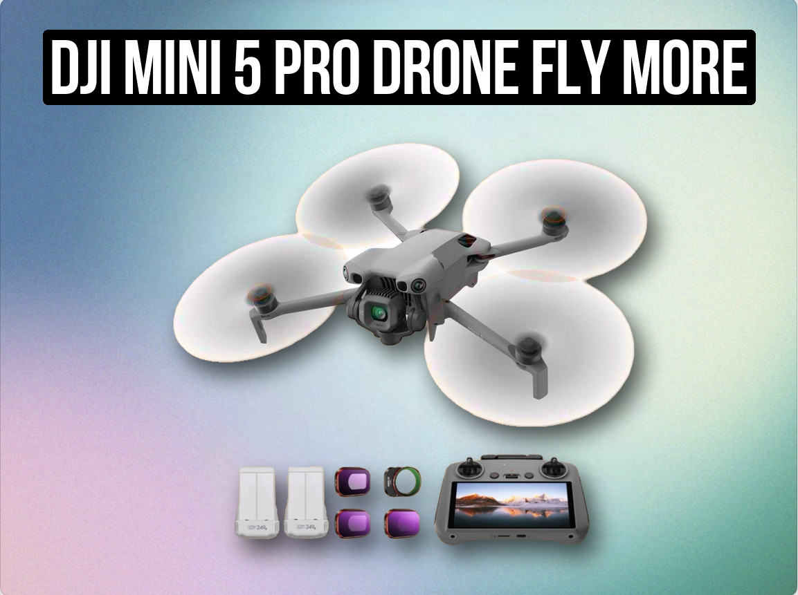 Dji mini 5 pro drone fly more combo | 4k aerial drone camera + 5 batteries + nd filters + smart controller + sd card (like dji mini 4 pro / air 3)