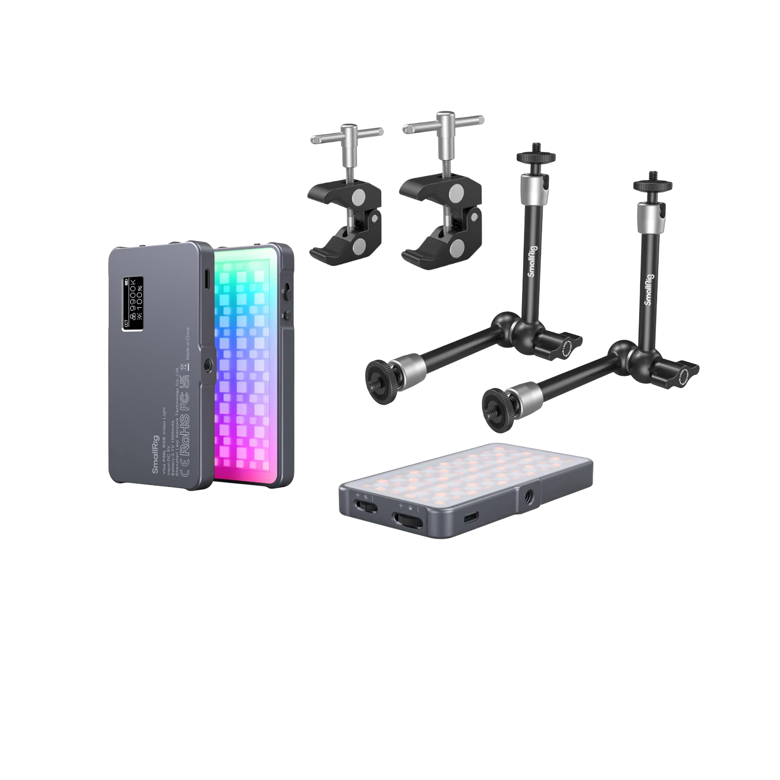 2x smallrig magic arm clamp  2x smallrig p96l rgb video led light lights