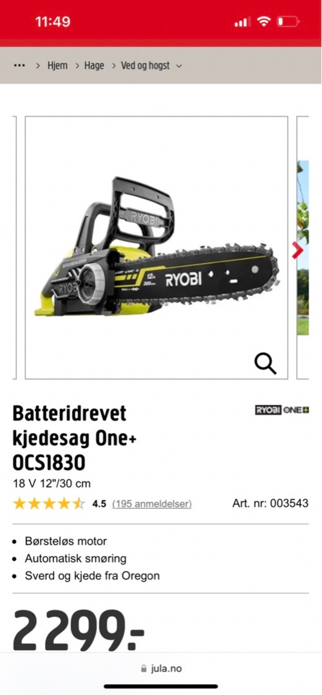 Ryobi motorsag 