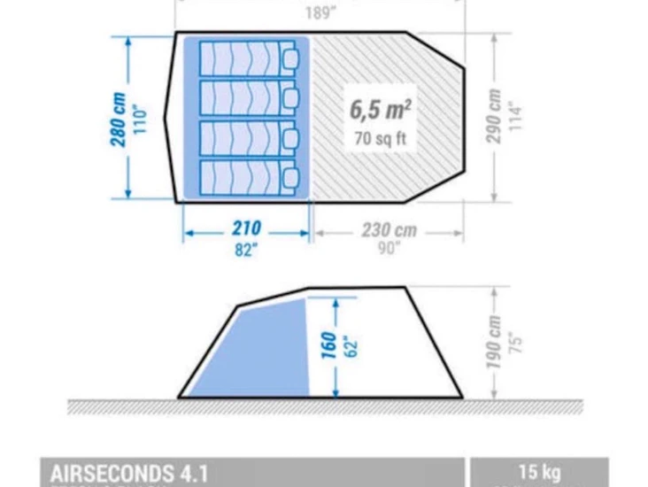 Quechua air seconds 4.1 4-manna