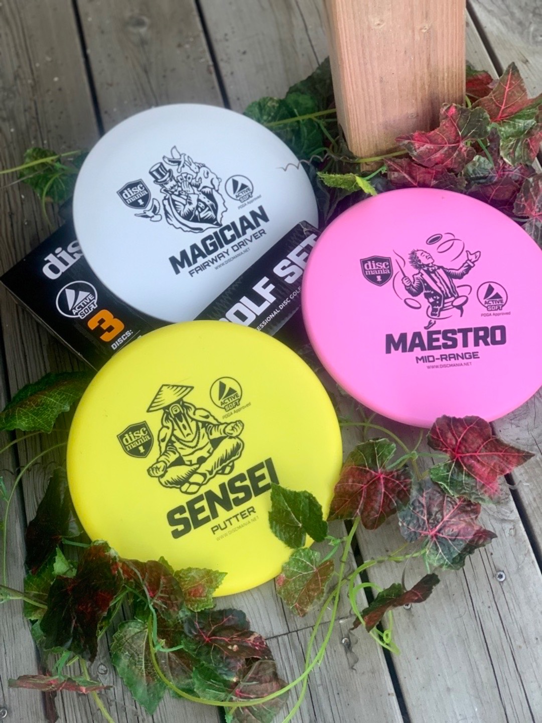 Billig leie av frisbeegolf. 9 disker 