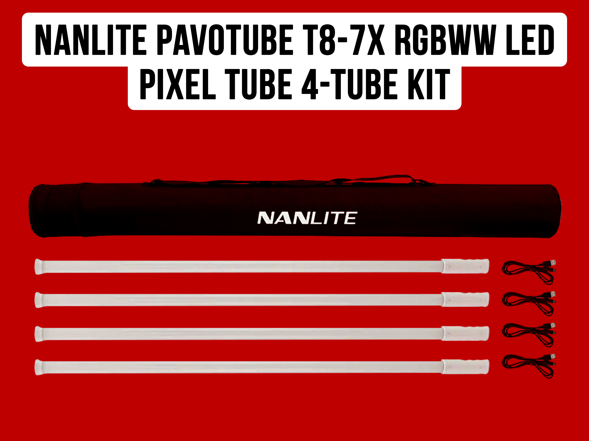 Nanlite pavotube t8-7x rgbww led pixel tube 4-tube kit