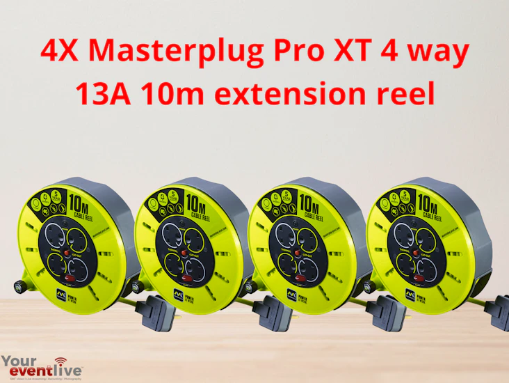 4x 4 way 13a 10m extension reel