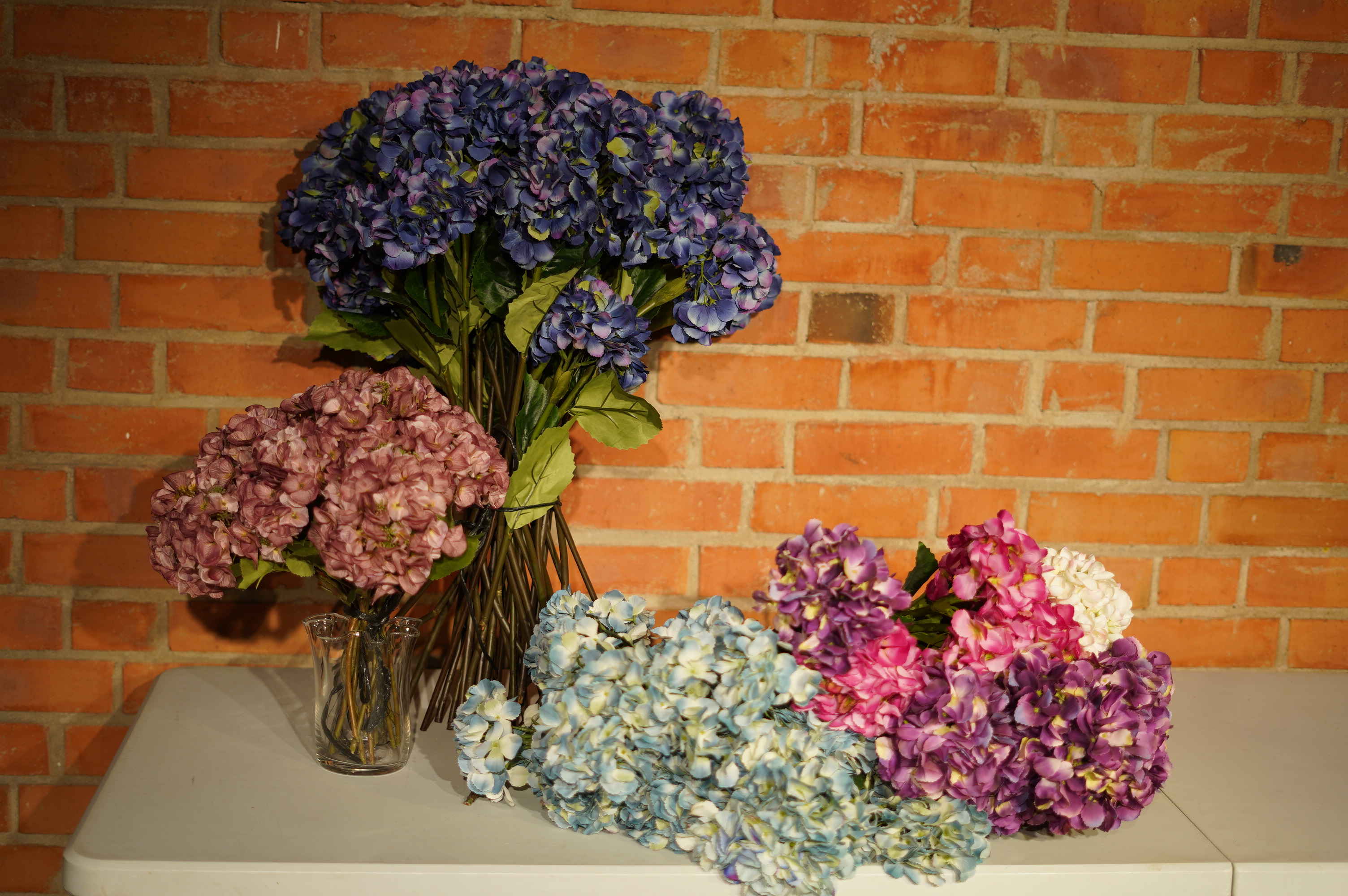 Hortensia olika färger! buketter + girlang. konstväxter / plastblommor