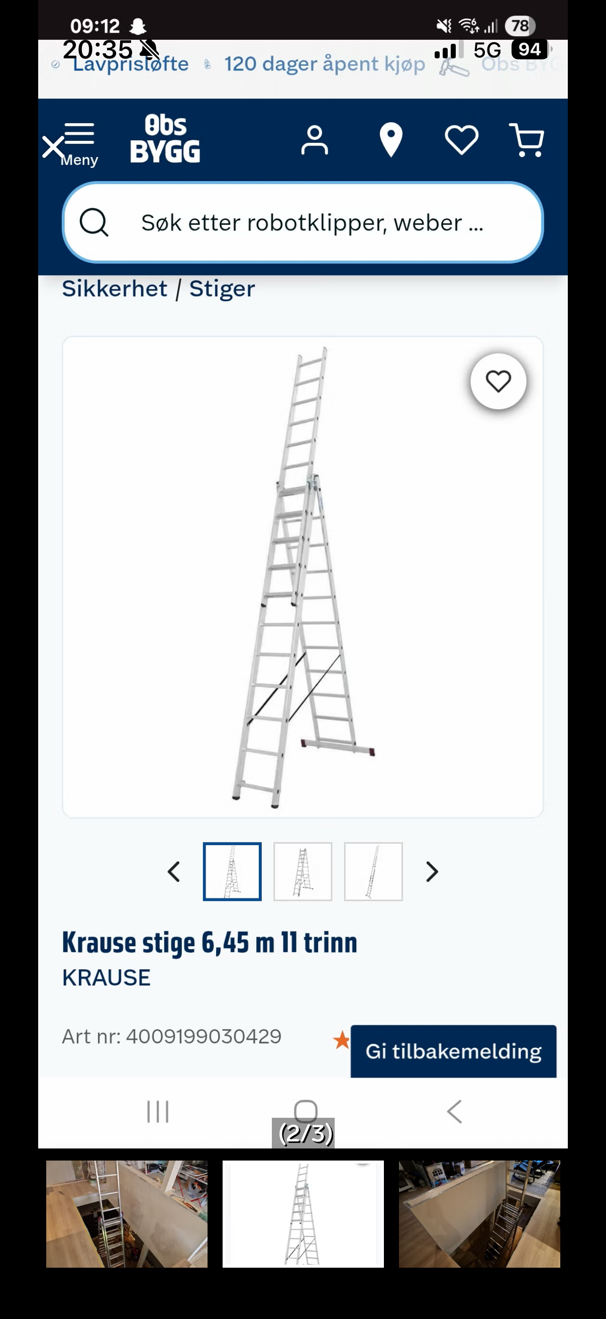 Tredelt skyvestige (krause)