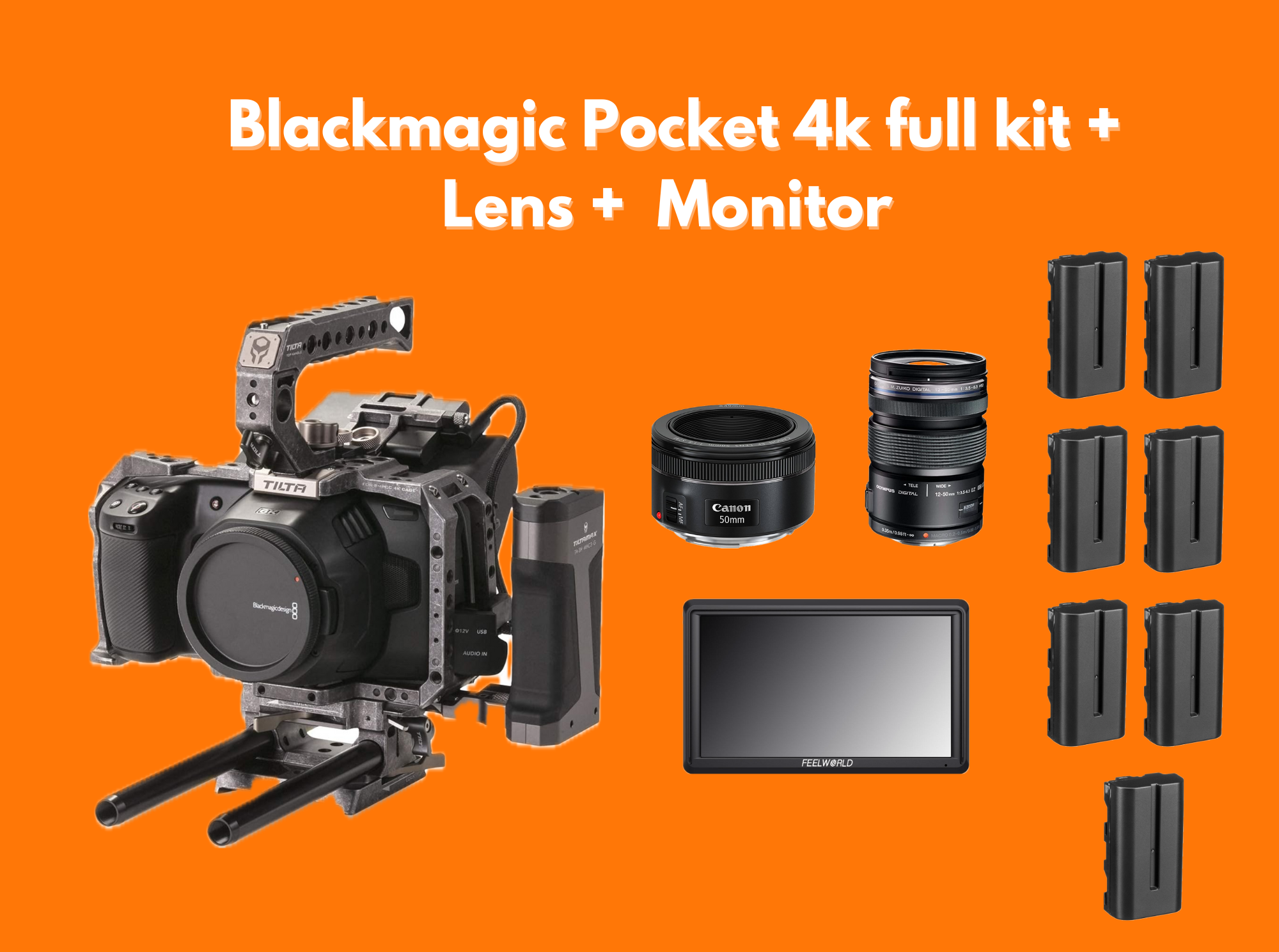 Blackmagic pocket 4k full kit + monitor - bmpcc 4k
