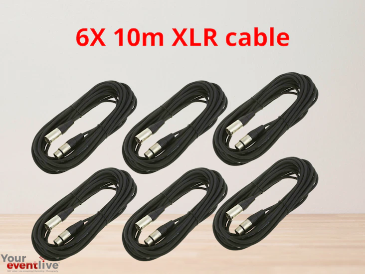 6x 10m xlr cable