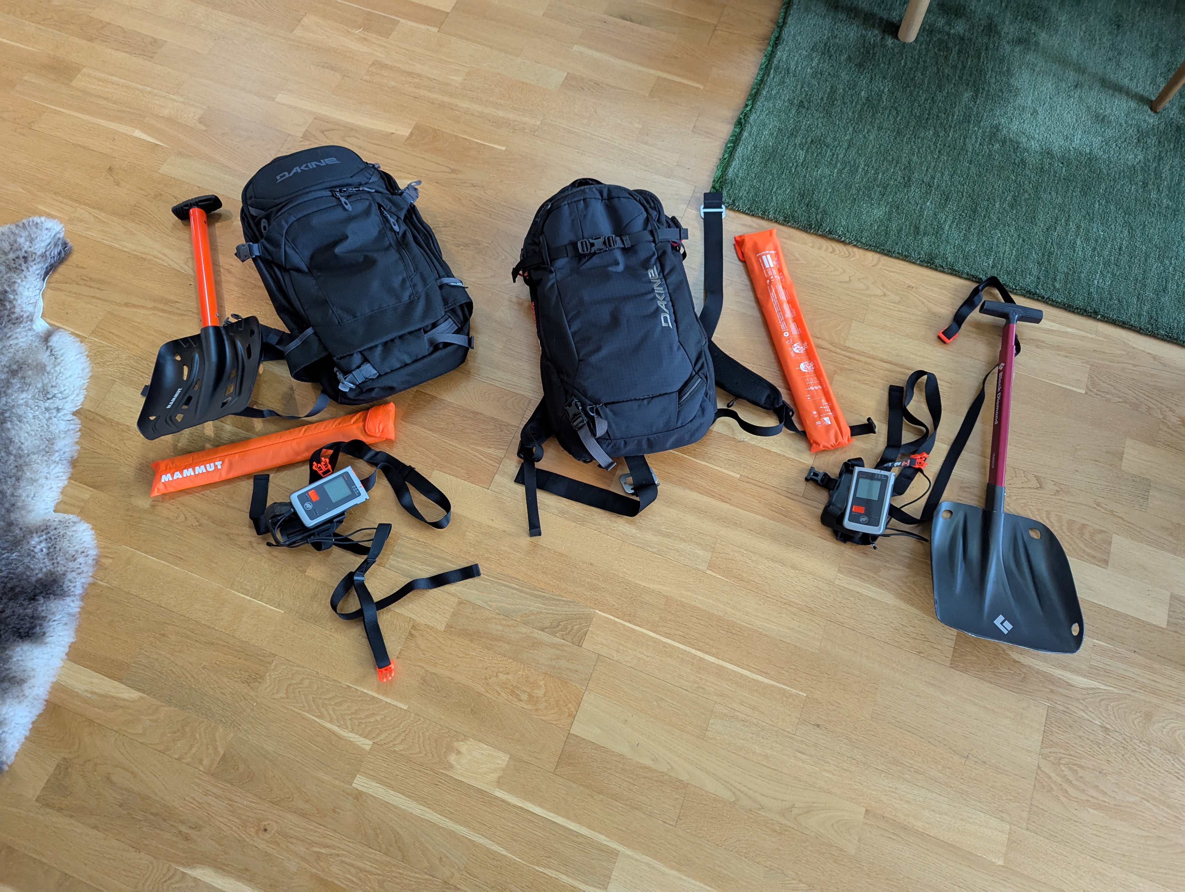 Lavinutrustning, mammut barryvox, sond, spade, ryggsäck