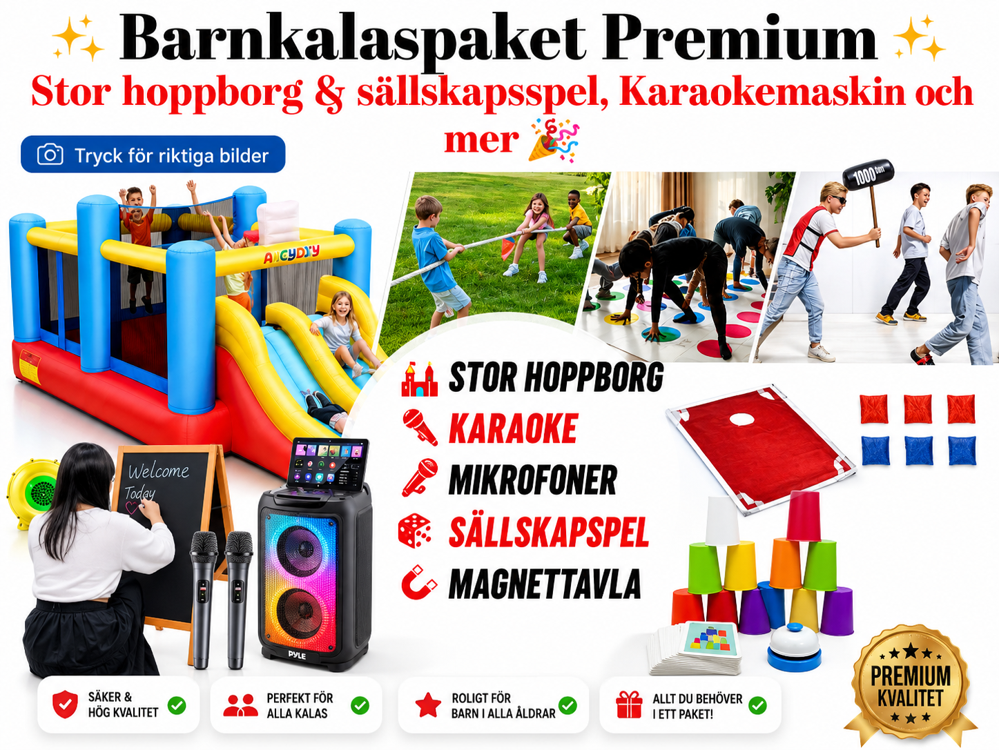 Barnkalaspaket premium – för det ultimata barnkalaset/festen 🎊🌟