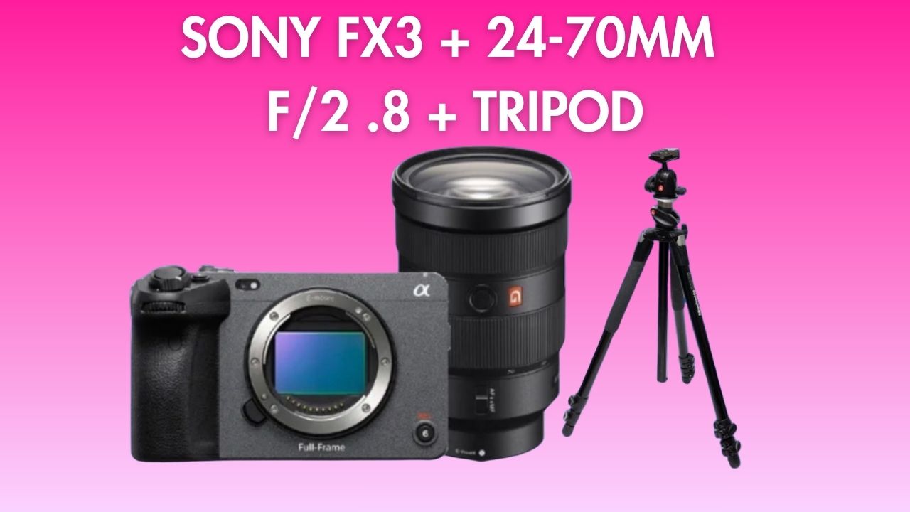 Sony fx3 full-frame body + 24-70mm f/2.8 lens + tripod