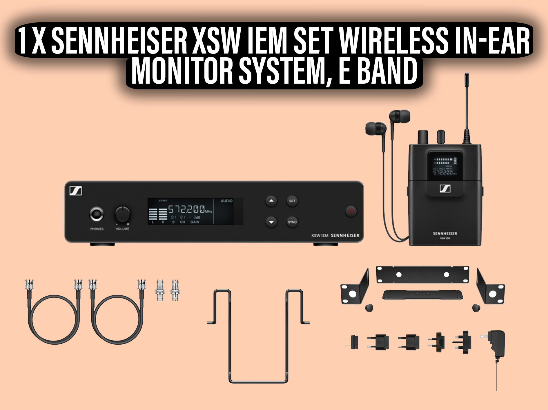 1 x sennheiser xsw iem set wireless in-ear monitor system, e band