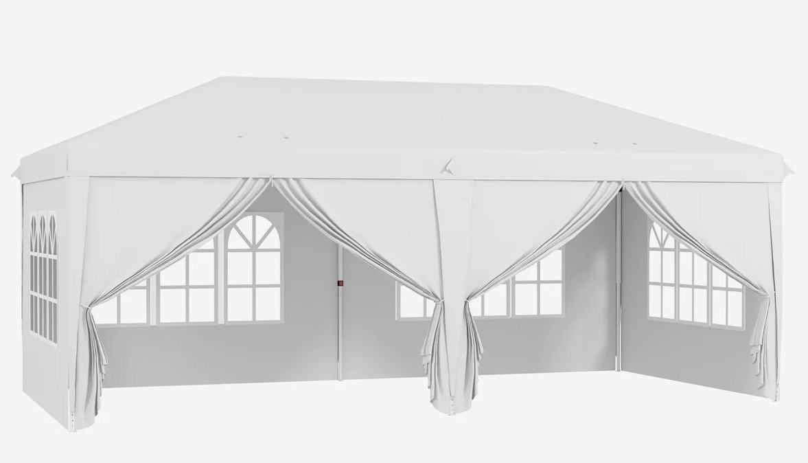 3 x 6m garden pop up gazebo water resistant with side walls, white