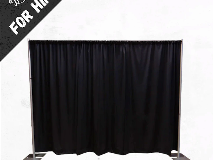 Hire 3x9m black drape backdrop kit with stand
