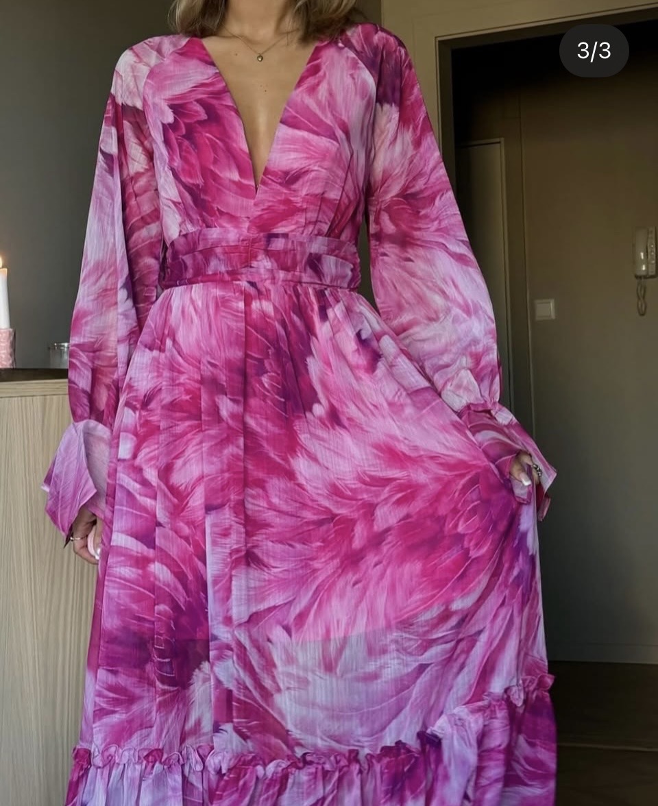 Blomstrete lang kjole 