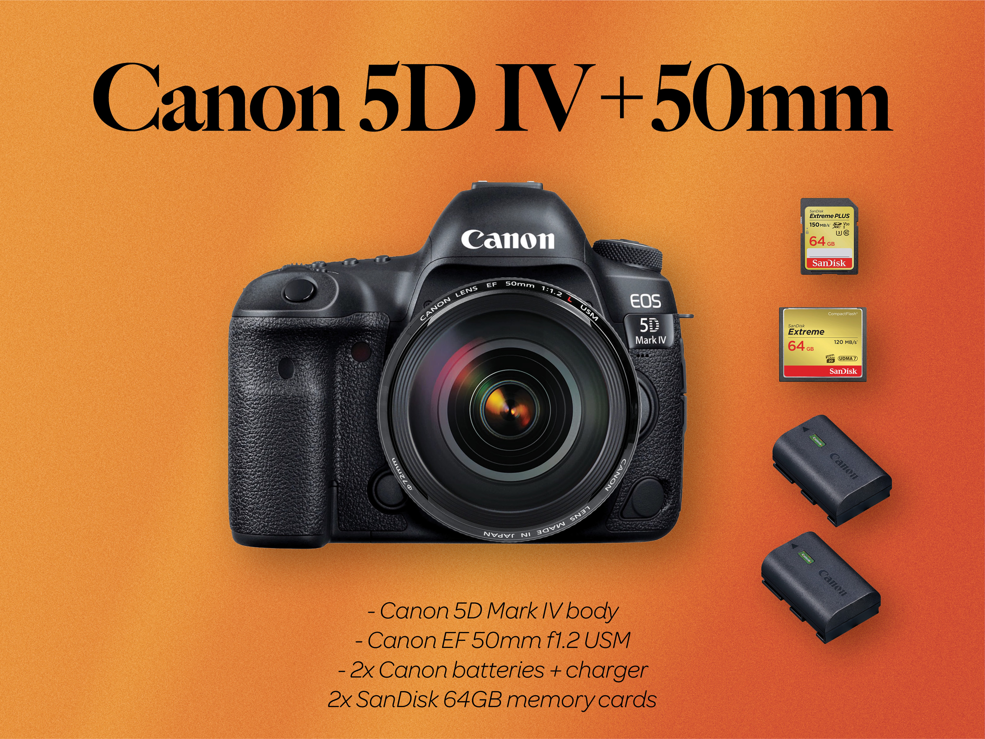 Canon 5d mark iv body + ef 50mm f1.2 (canon 5d iv 50 1.2)